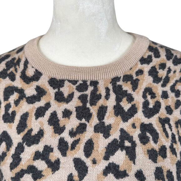 J. Crew leopard print long sleeve crewneck stretchy pullover wool sweater small - Picture 5 of 7